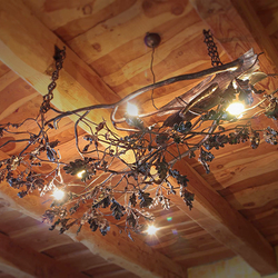 Luxusn interirov zvesn svietidlo - Dubov luster - vnimon osvetlenie chalupy s motvom lesa a prrody