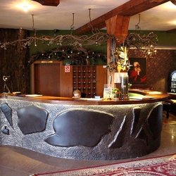 Vnimon kovan luster - korene - recepcia Hotela Galileo - Donovaly - interirov zvesn svietidlo 