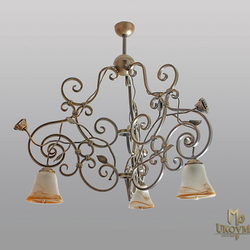 Lustre rustique à 3 ampoules - suspension artisanal en fer forg  luminaire pour les espaces de style romantique
