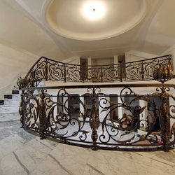 Forged rustic railing, crafted for our client in Prague  interior staircase railing