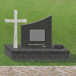 Návrh kovaného pomníku s nerezovým křížem s možností doplňků a dekorací