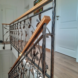 Wrought iron interior railing with wooden handrail - staircase railing Wrought iron interior railing with wooden handrail - staircase railing