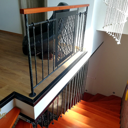 Interior staircase railing in industrial style in a family house Interior staircase railing in industrial style in a family house