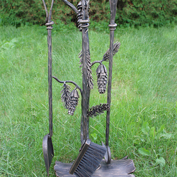 Artistic fireplace tools PINE – hand-forged set for fireplace