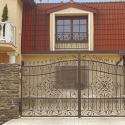 A decorative wrought iron gate