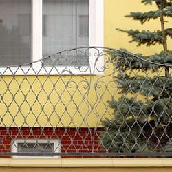 Schmiedeeisernes Tor mit feinen Details – moderner, geschmiedeter Zaun an einem Einfamilienhaus Schmiedeeisernes Tor mit feinen Details – moderner, geschmiedeter Zaun an einem Einfamilienhaus