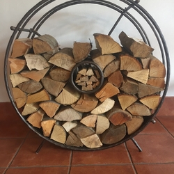 A forged wheel-shaped log holder A forged wheel-shaped log holder
