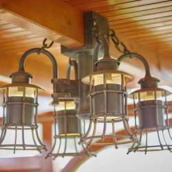 Wrought iron lighting in a summer house