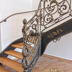 A wrought iron staircase with an exceptional interior railing A wrought iron staircase with an exceptional interior railing