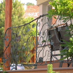 Kované zábradlie rastlinný motív - slnečnica - exteriérové zábradlie pri vstupe do rodinného domu