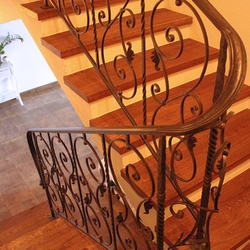 Hand wrought iron interior staircase railing