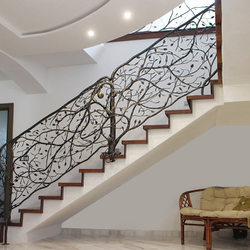Hand wrought iron interior staircase railing Hand wrought iron interior staircase railing