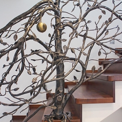 Hand wrought iron interior staircase railing