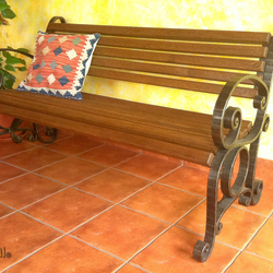 Kovaná lavička - zahradní lavička kov / dřevo