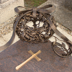 A wrought iron wreath