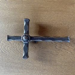 A wall cross - hand forged decorated cross A wall cross - hand forged decorated cross