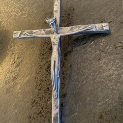 A sculpture of Christ on a forged cross - religious objects A sculpture of Christ on a forged cross - religious objects