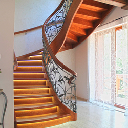 Spiral wrought iron railings combined with wood - Lily pattern Spiral wrought iron railings combined with wood - Lily pattern
