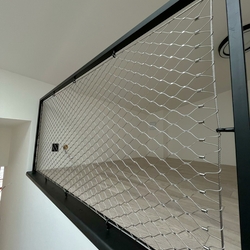 Metal railing with stainless steel mesh Metal railing with stainless steel mesh