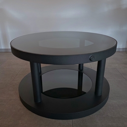 Moderný stôl kombinácia kov/sklo v čiernej farbe - dizajnový konferenčný stolík 