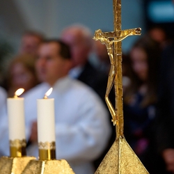 Gold plated cross, sculpture of Christ in the Cross Gold plated cross, sculpture of Christ in the Cross
