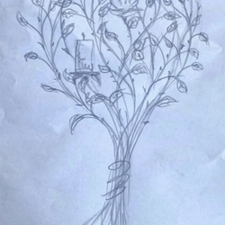 A sketch of the Rose Bush reliquary before its production - hand-forged reliquary in the church in Hermanovce - Slovakia