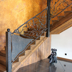 Hand wrought iron interior staircase railing - Roots Hand wrought iron interior staircase railing - Roots