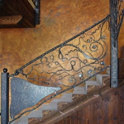 Hand wrought iron interior staircase railing - Roots Hand wrought iron interior staircase railing - Roots